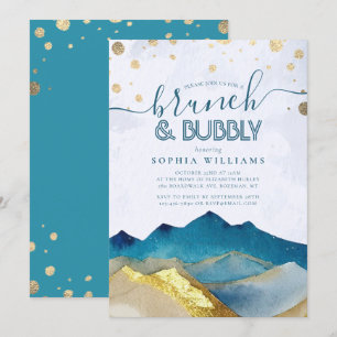 Gold Mountains Wedding Brunch Bubbly Bridal Shower Invitation