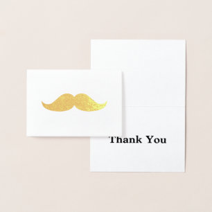 Gold Moustache Thank You Foil Card
