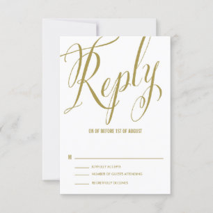 Gold Mr. & Mrs. Elegant Script Wedding RSVP Card