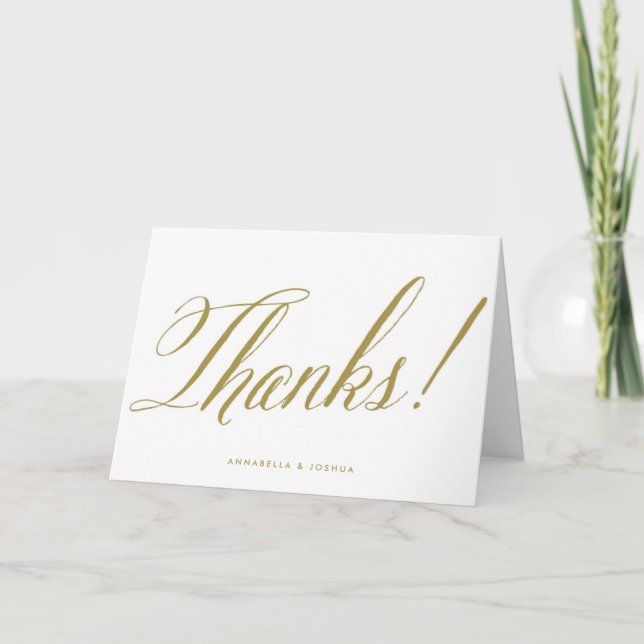 Gold Mr. & Mrs. Elegant Script Wedding Thank You (Front)