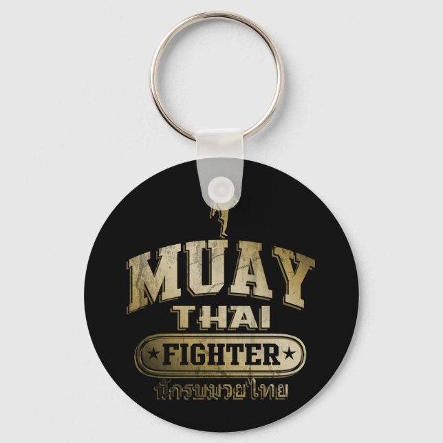 Gold Muay Thai Fighter Key Ring (Front)