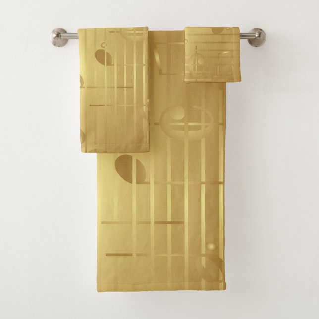 Gold Music Bath  Towels - Music Notes Decor (Insitu)