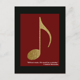 gold music note postcard