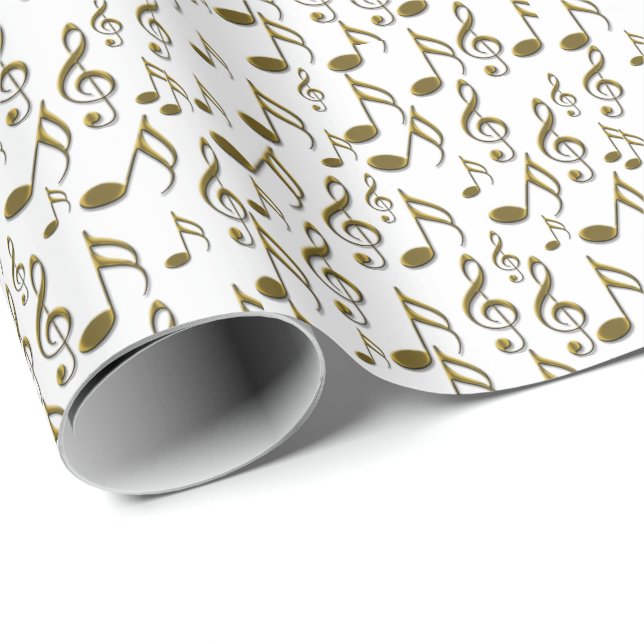Gold Music Note Treble Clef Musical Wrapping Paper (Roll Corner)