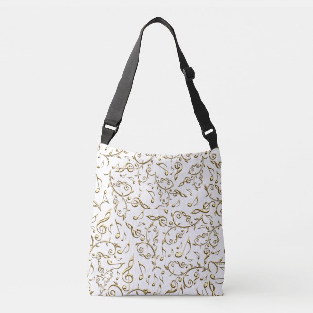 Gold Music Notes and Clefs On Any Colour Tote Bag (Front)