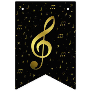 gold music notes bunting