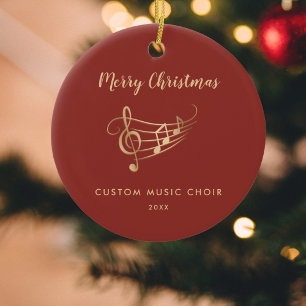 Gold Music Notes Choir Ensemble Elegant Christmas Ceramic Tree Decoration