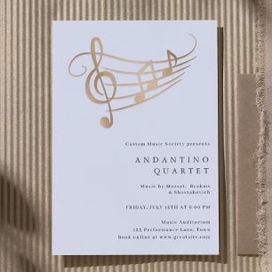 Gold Music Notes Classy Minimal Concert Invitation