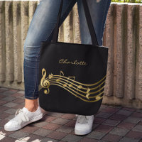 Gold Music Notes Custom Singer Modern Black