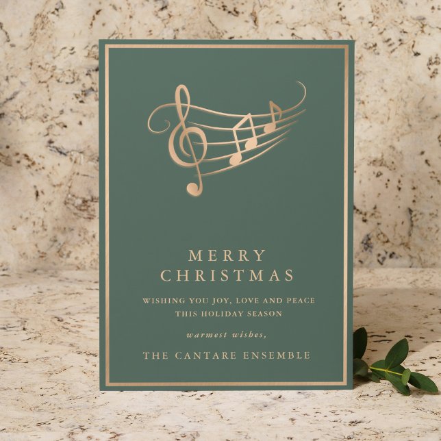Gold Music Notes Elegant Musical Christmas Card (Creator Uploaded)