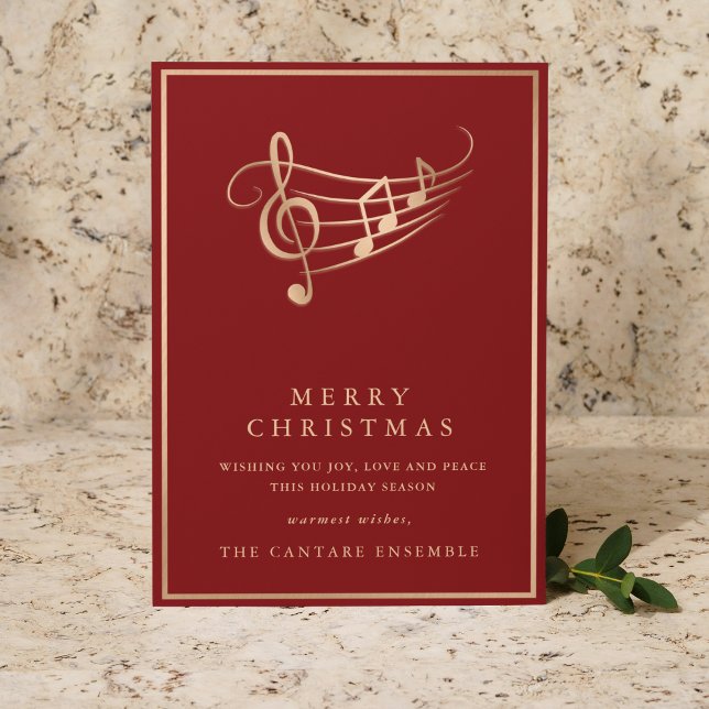 Gold Music Notes Elegant Musical Christmas Card (Creator Uploaded)