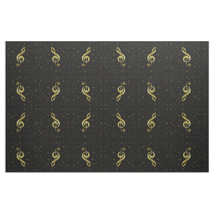 gold music notes in black fabric