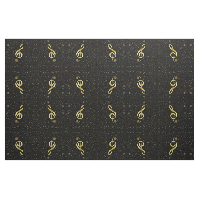 gold music notes in black fabric (Fat Quarter)