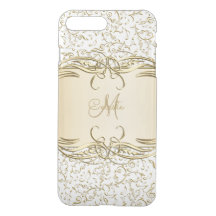 Gold Music Notes Monogram iPhone 7 Case