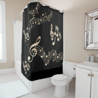 Gold Music Notes on Black Medium