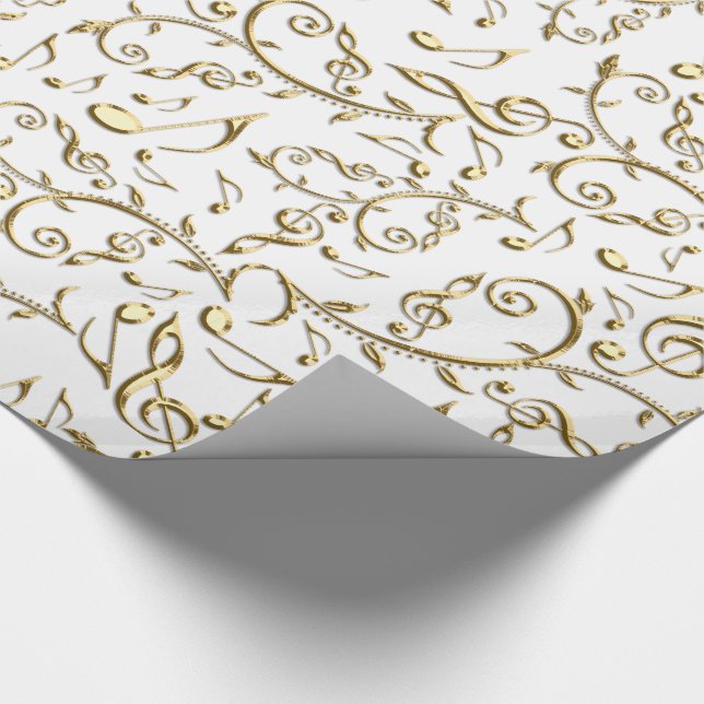 Gold Music Notes On Custom Colour Wrapping Paper (Corner)