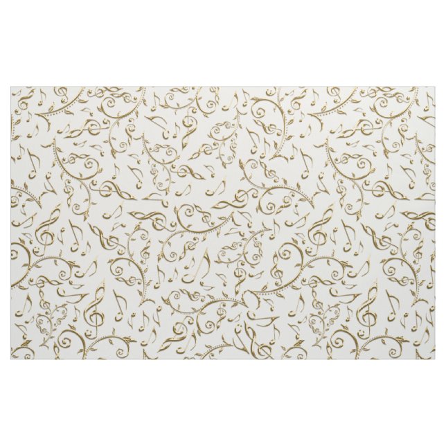 Gold Music Notes On White or Any Colour Fabric (Fat Quarter)