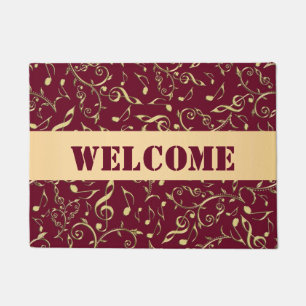 Gold Music Notes with Customisable Colour Door Mat