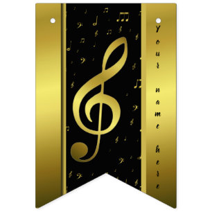 gold music notesn name templare bunting