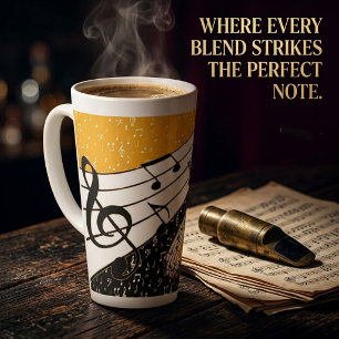 Gold music theme latte mug