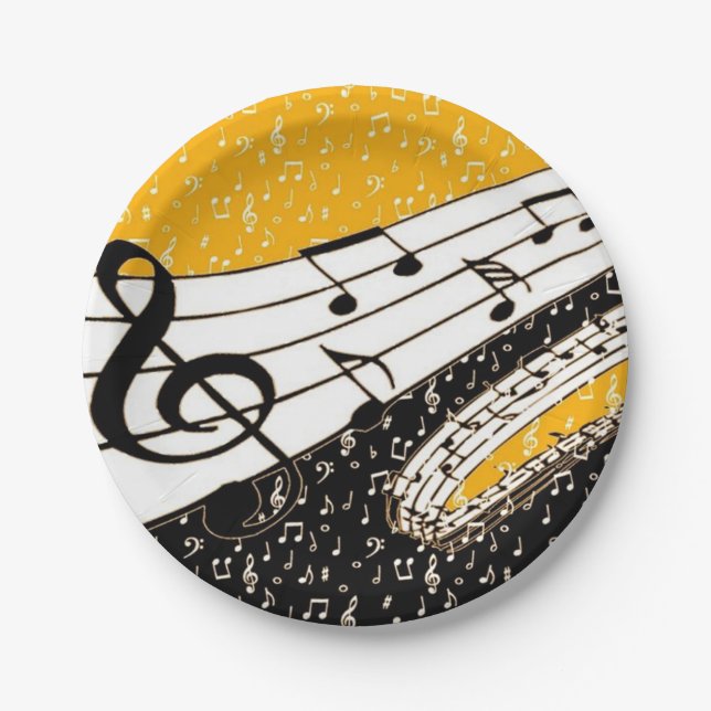 Gold music theme paper plate (Front)