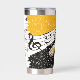Gold music theme personalised insulated tumbler