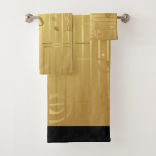 Gold Music Towels - Music Notes Golden Decor