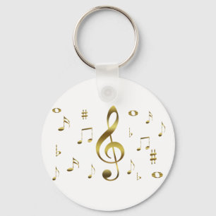 Gold Musical Notes Keychain