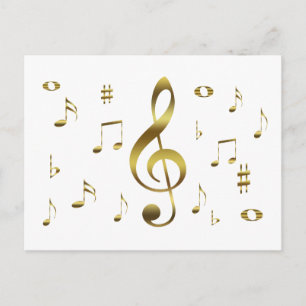 Gold Musical Notes Postcard