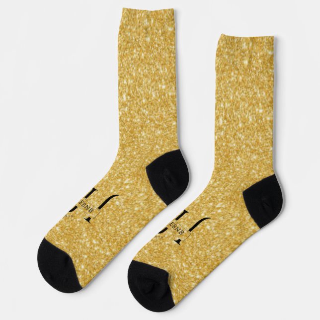 Gold n Black Logo Crew Socks (Left)