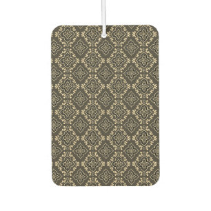 Gold n Brown Geometric Pattern / Indian Print Car Air Freshener