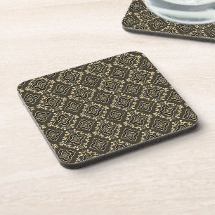 Gold n Brown Geometric Pattern / Indian Print  Coaster