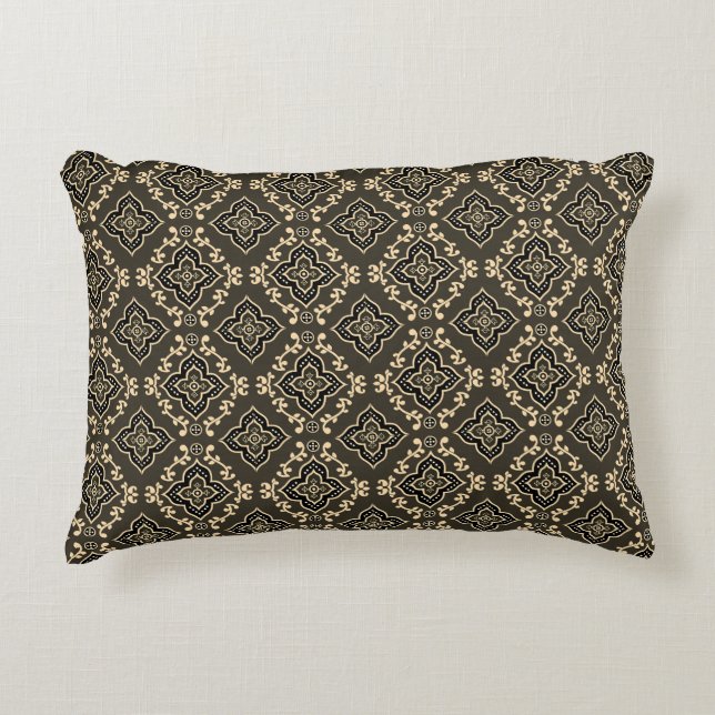 Gold n Brown Geometric Pattern / Indian Print  Decorative Cushion (Front)