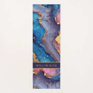 Gold Name Abstract Modern Blue Purple Pink Chic Yoga Mat