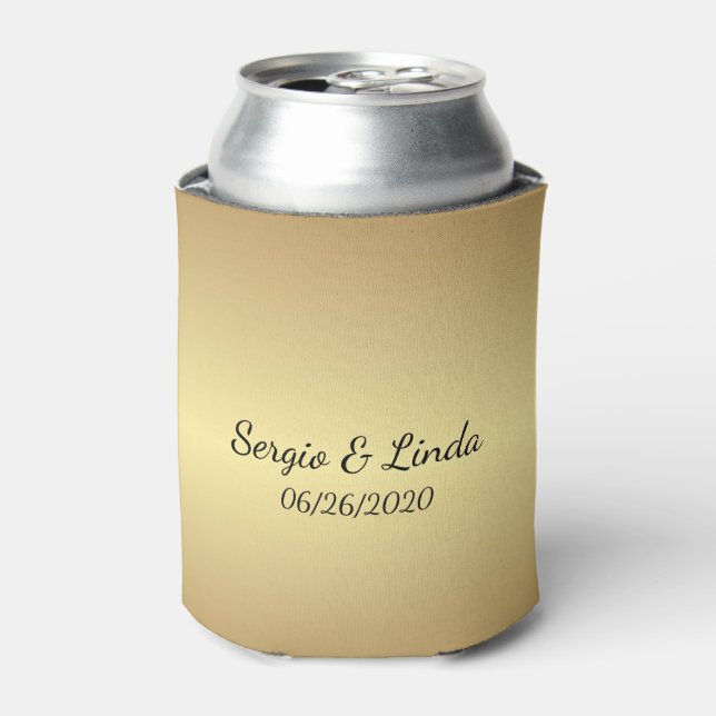 Gold Name and Date Can Cooler (Can Front)