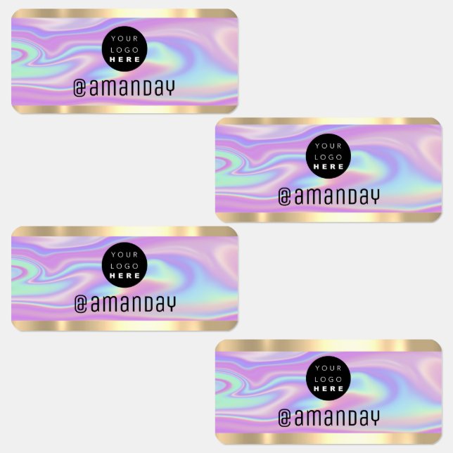 Gold  Name Fashion Shop Logo Holograph Pink Labels (Group)