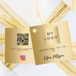 Gold name logo QR Instagram code hang tag