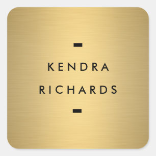 Gold Name Logo Square Sticker