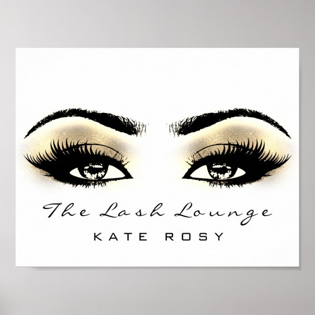 Gold Name Makeup Artist Beauty Studio Lashes Brown Poster (Front)