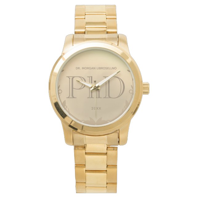 Gold Name PhD Graduation Watch (Front)