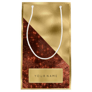 Gold Name Spark Honey Maroon Name Favour Small Gift Bag