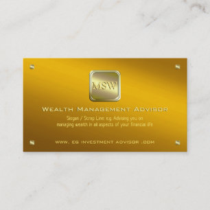 Gold nameplate on polished gold, Wealth Advisor Business Card