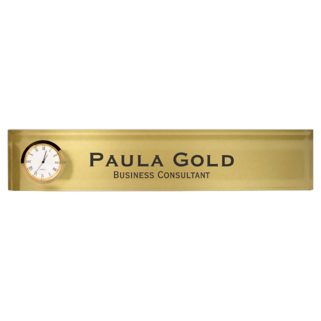 Gold Nameplate with Clock (Front)