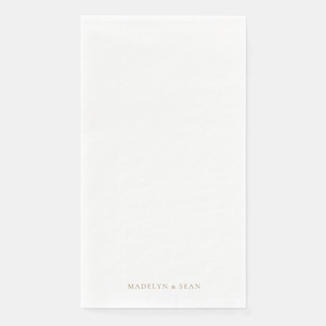 Gold Names Simple & Elegant White Wedding Napkin (Front)