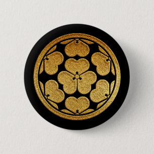 Gold Nanatsu Katabami Kamon 6 Cm Round Badge