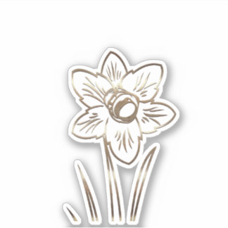 Gold Narcissus Flower Sticker