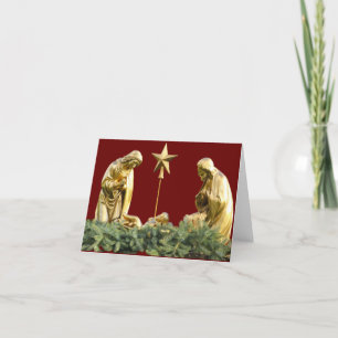 Gold nativity holiday cards