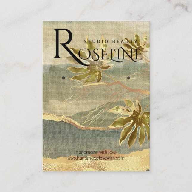 Gold nature View Palm Tree  jewlery display  Business Card (Front)