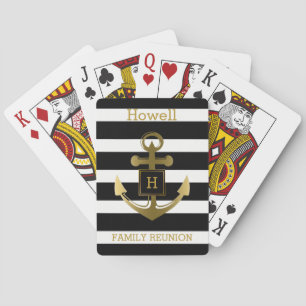 Gold Nautical Anchor Family Reunion Cruise Name Playing Cards