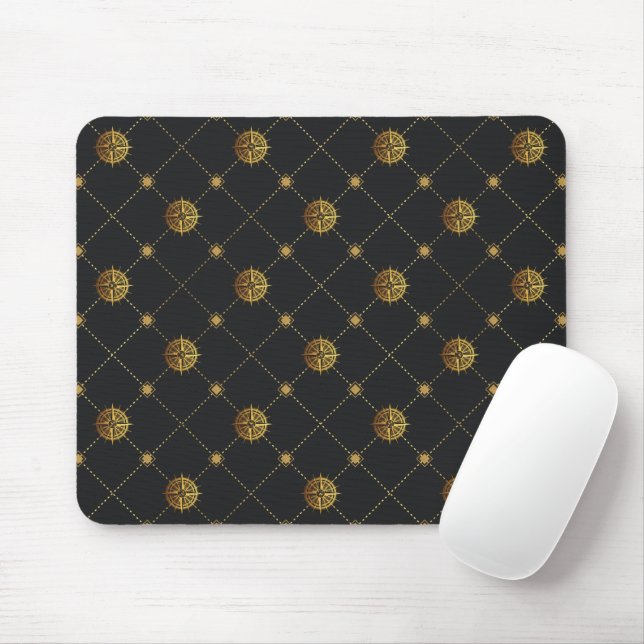 Gold Nautical  Mouse Mat (With Mouse)